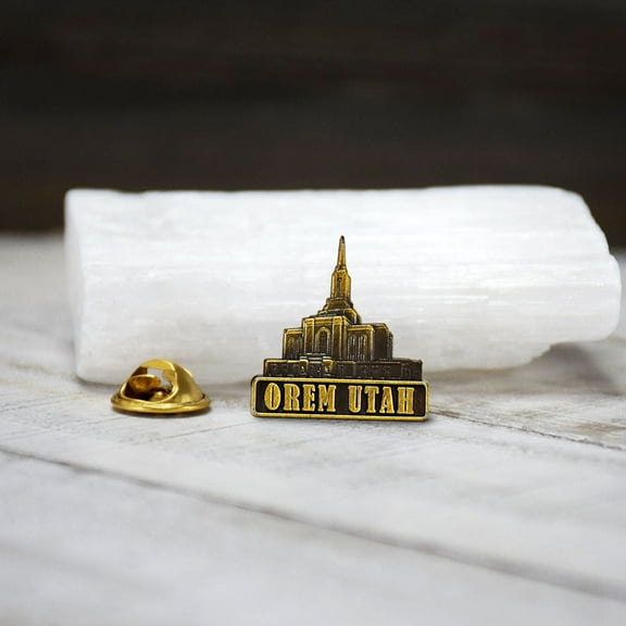 Orem Utah Temple 3/4" Antique Gold Temple Pin