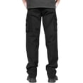 thumbnail image 5 of Men's Cargo Pants Cotton Straight Stretch Tactical Work Hiking Pants with Pockets Black, 5 of 10