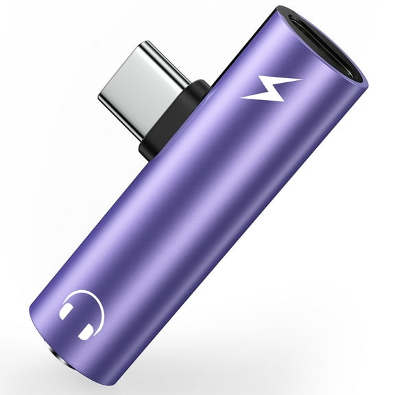 USB C to 3.5mm Headphone and Charger Adapter,ABCPOW 1Pack 2 in 1 USB C to Aux Audio Jack Cable Android Phone Charger Cord Type C Fast Charging Dongle Cord for iPhone 16 15 Samsung Earphones Adapter