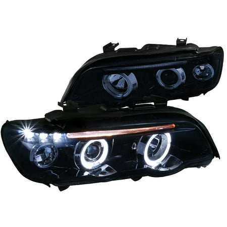 Bmw X5 Headlight Lens Spec-D Tuning For 2001-2003 Bmw E53 X5 Dual Halo Led Glossy Black Projector Headlights (Left+Right) Smoke Lens ()