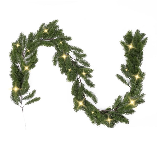 Christmas Artificial Plants, Dogtail Rattan Needles, LED Lights, Window Hanging, Home Decoration, Simulated Greenery, Festive Decor, Indoor Plants HAODEJW | Plastic, Green