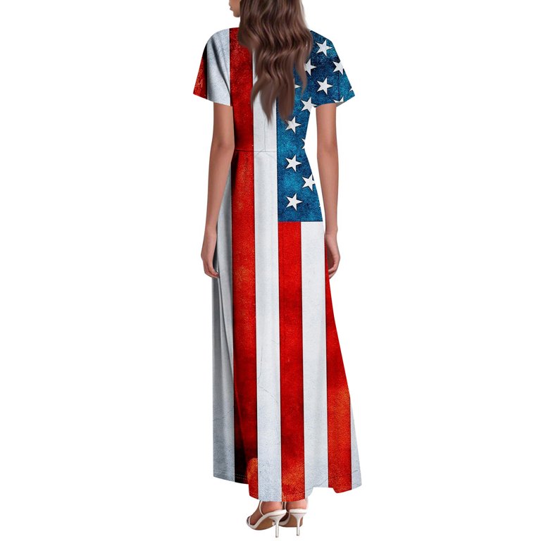 knee length dresses for ladies Stars and Stripes Forever: Women's Patriotic American Flag Dress 1x / American Flag