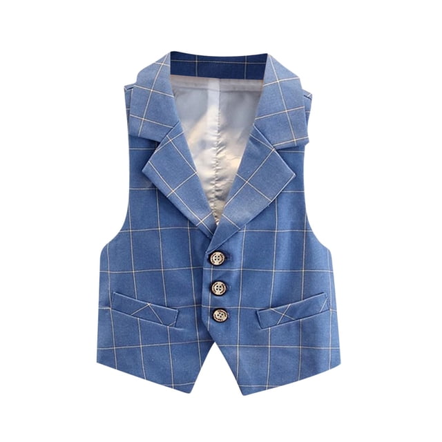 Lovzfmll Boys' Solid Color Formal Vest, Sleeveless Button Front Gilet for Suit, Spring Occasion for Little Boys, 9-10 Years