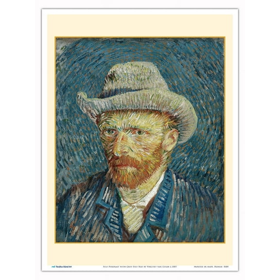 Self-Portrait with Grey Felt Hat - From an Original Color Painting by Vincent van Gogh c.1887 - Master Art Print (Unframed) 9in x 12in