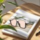 thumbnail image 4 of Gafas de sol cuadradas de moda con montura media para mujer, estilo bloguera., 4 of 6
