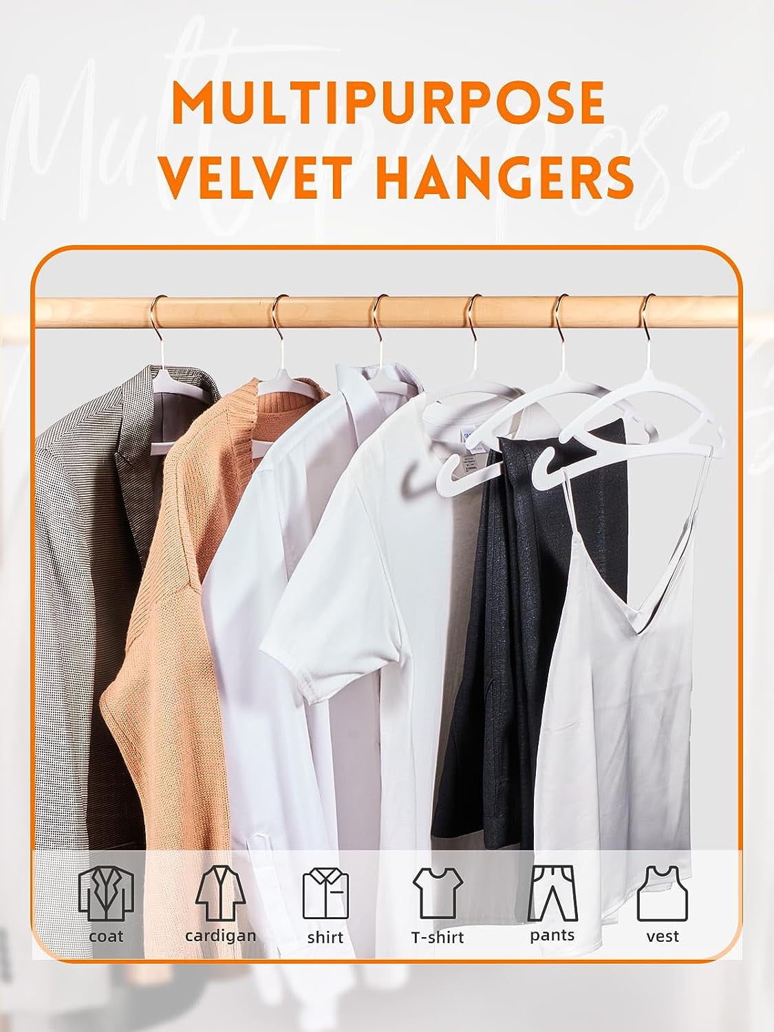 HOUSE DAY White Velvet Hangers 60 Pack, Luxury Felt Hangers Non Slip Clothes Hangers, No Shoulder Bump Focked Hanger