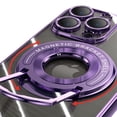 thumbnail image 4 of Compatible with iPhone 15 Case with Rotating Magnetic Ring Stand, [Compatible with MagSafe] [Full Camera Lens Protector] Plating Clear Slim Phone Case for iPhone 15, Lightpurple, 4 of 7
