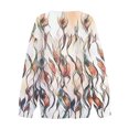 thumbnail image 6 of Women's Fashion Retro Floral Print Long-Sleeve V-Neck Sweatshirt with Dyed Effect Pattern, Unique Artistic Top for Women's Fashion Statement,Beige,L, 6 of 7