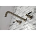 thumbnail image 4 of Kingston Brass KS8028DKL Kaiser Two-Handle Wall Mount Roman Tub Faucet, Brushed Nickel, 4 of 5
