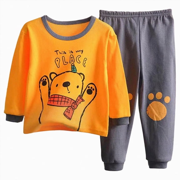 CAUYDY Child Boy Sleepers 10-12Y 13-14Y Tween Clothing Long Sleeved Top Elastic Waist Pants 2PCS Comfy Pajamas Set Teen Boys Fall Winter Outfits Sizes 11-12 Years,Yellow