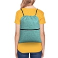 thumbnail image 4 of Naloa Teal Green Glitter Drawstring Backpack String Bag Cinch Water Resistant for Gym Shopping Sport Yoga, 4 of 6