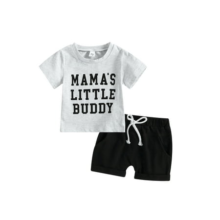 

Coduop 2Pcs Baby Boy Father s Day Outfit Set Short Sleeve T-Shirt + Shorts 2Pcs Set Two Piece
