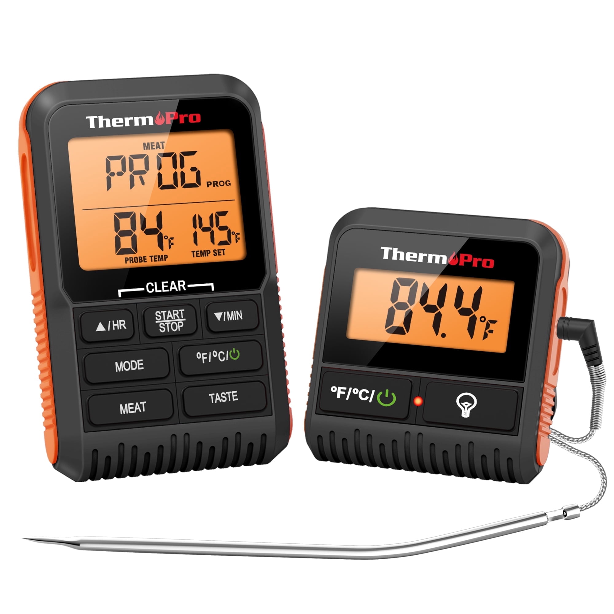 ThermoPro TP806BW Wireless Meat Thermometer with Large LCD Display and Dual Stainless steel probes for Grilling Smoker