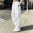thumbnail image 6 of QATAINLAV Barrel Sweatpants for Woman Casual Baggy Wide Leg Cargo Pants Drawstring Work Trousers with Pockets White XXL, 6 of 9