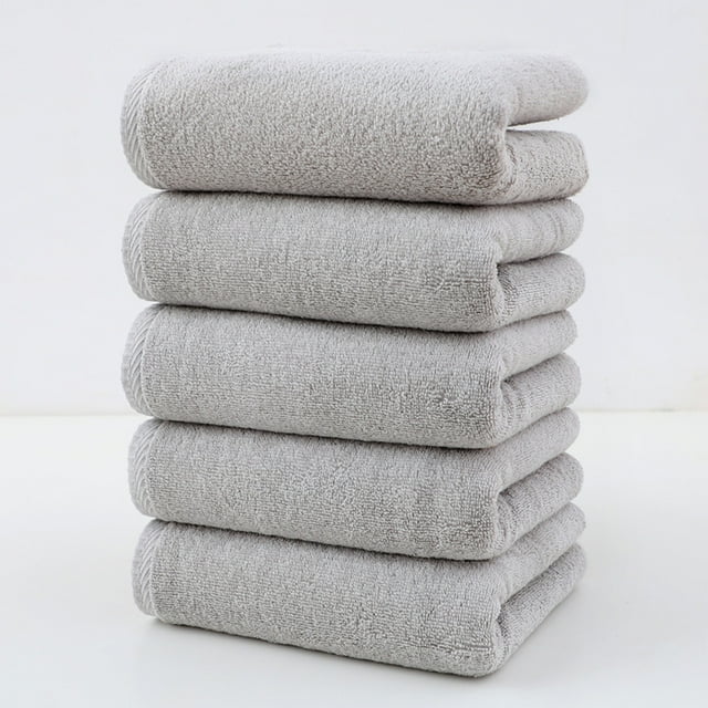 Paquete de 5 Toallas Faciales de Algodón | Toallitas Absorbentes de Secado Rápido | Tejido Natural, Suave y Transpirable | Blanco, Beige y Gris | Toallas de Baño Ecológicas y Duraderas para Viajes, E