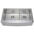 thumbnail image 2 of Wells Sinkware NCU3621-10L-AAP-1 36 in. Handcrafted 16 Gauge Arched Apron Front Farmhouse 60-40 Double Bowl Stainless Steel Kitchen Sink with Grid Racks & Basket Strainers, 2 of 2