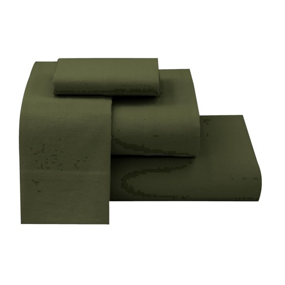 RUVANTI 100% Cotton Flannel Sheets California King Size - 4 Piece Warm, Soft & Breathable, Deep Pocket, Double Brushed Cozy All Season Bedding Set, Olive Green