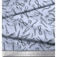 thumbnail image 3 of Soimoi Blue Modal Satin Fabric Tools Hardware Printed Craft Fabric by the Yard 42 Inch Wide, 3 of 3