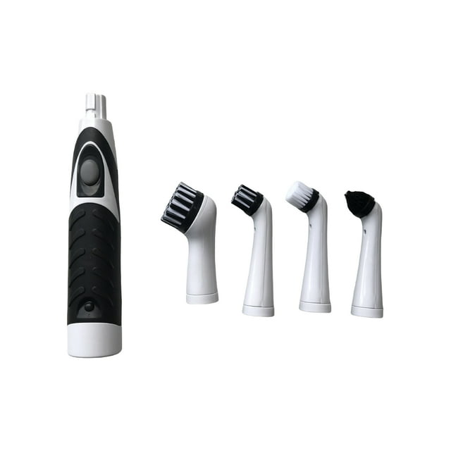 VONKY Cut Cleaning Time In Half Household Sonics Pin Scrubber With 4 Clean Heads Deep Cleaning Warm Gift White+Black