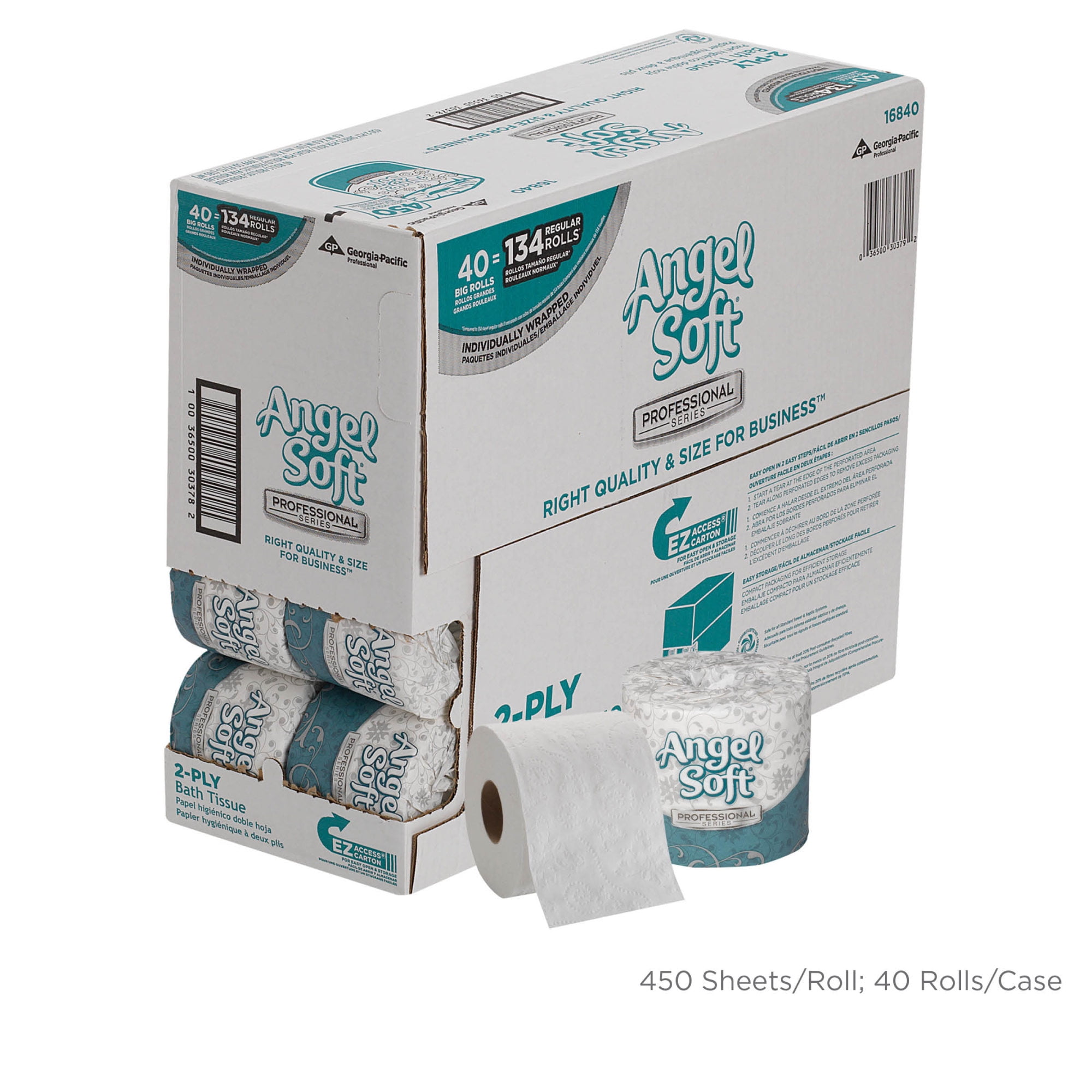 Angel Soft Professional Series, GPC16840, Embossed Toilet Paper, 40 per Carton, White