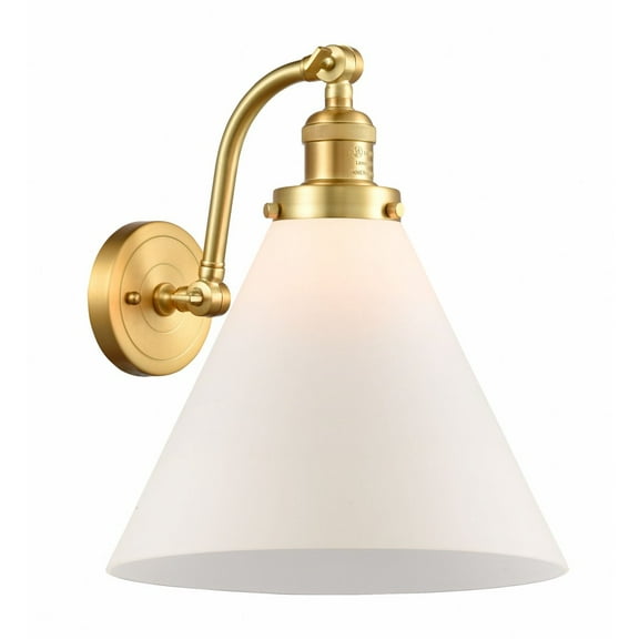 515-1W-SG-G41-L-Innovations Lighting-Cone - 1 Light Wall Sconce In Industrial Style-14 Inches Tall and 12 Inches Wide-Satin Gold Finish-Matte White