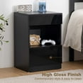 thumbnail image 3 of Hommpa Nightstand, 2 Drawer Nightstand Open Shelf Nightstands Bedside Table Modern End Tables Living Room High Gloss Side Table Bedroom Home Furniture Black, 3 of 11