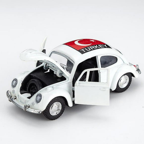 1:32 Alloy Graffiti Police Car Beetle Pullback Car Model Children's Toys Boys Toys (Moon White, 2 Pack)