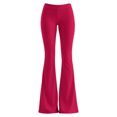 thumbnail image 4 of RUTAYY Women's Flare Pants Elastic High Waist Stretch Knit Slim Fit Versatile Casual Trousers, Red, 4 of 5