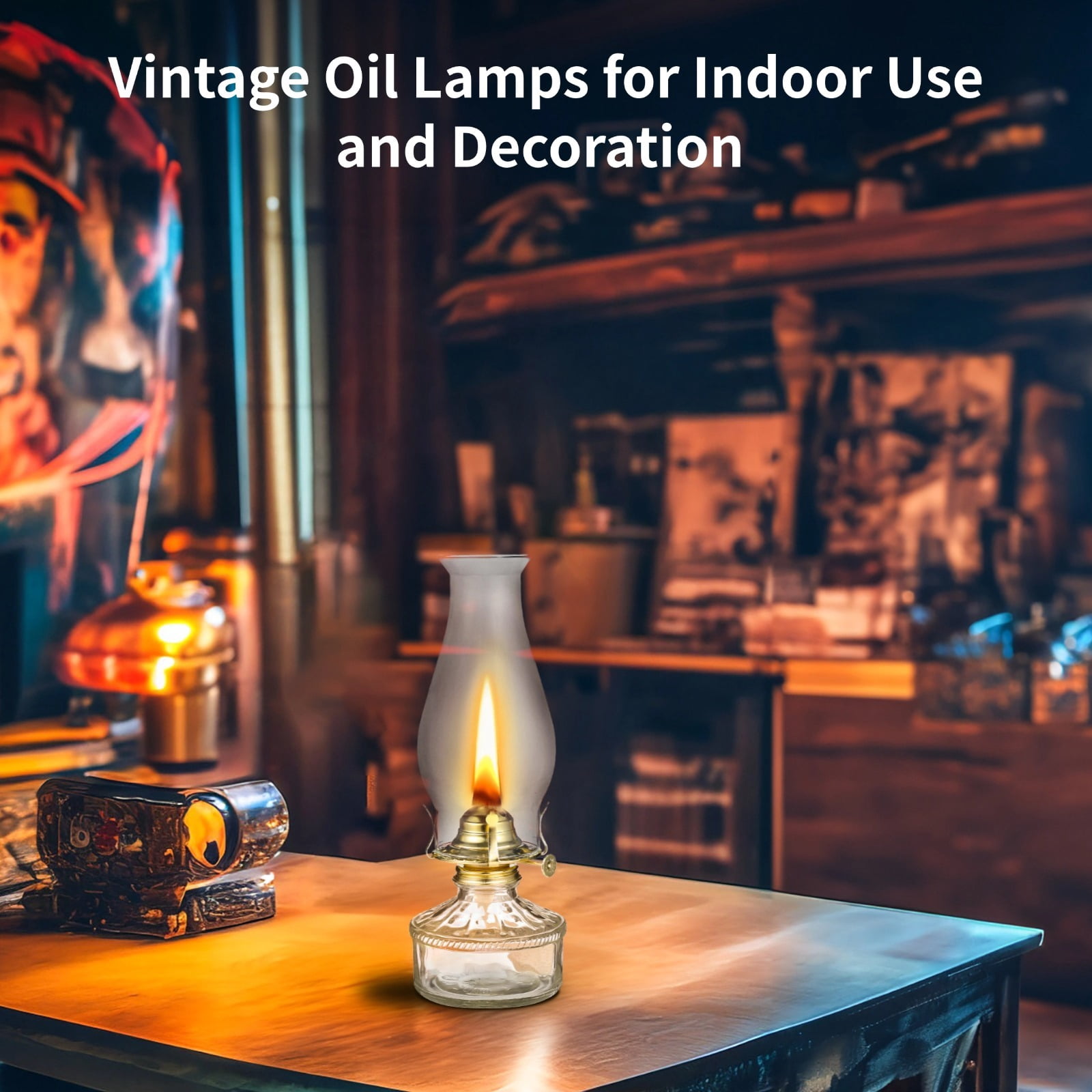 2PCS Glass Oil Lamps for Indoor Use Vintage Kerosene Lamp Oil Lantern Kerosene Lantern