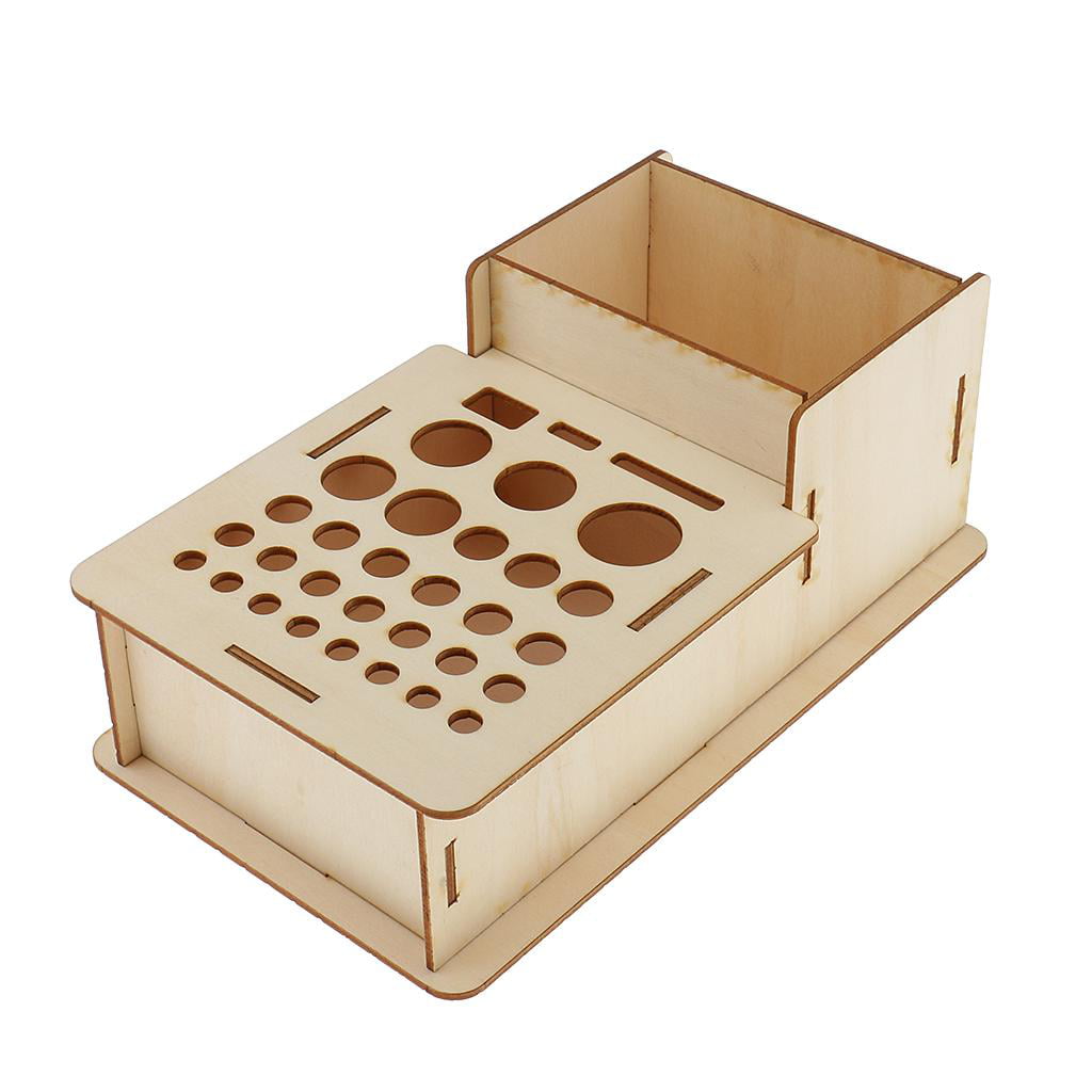 YaeTek Leathercraft Wooden Holding Organiser Wood Tool Stand Holder Rack Storage Box for Punches Stamps Tools 76 Holes 
