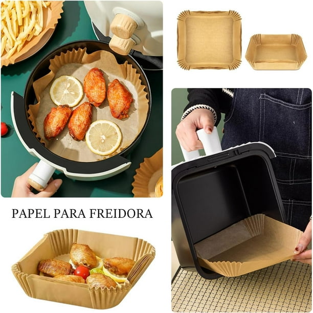 Papel Para Freidora De Aire 100 Piezas 16 Cm Antiadherente – Sin Aceite, Desechable Para Freidoras 3-6L, Microondas Y Horno