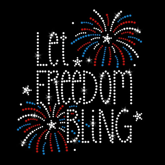 Let Freedom Bling Fireworks Iron-on Clear Rhinestone Transfer by JCS Rhinestones