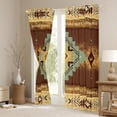 thumbnail image 3 of jejeloiu Boho Exotic Style Black Out Curtains,Rustic Aztec Rhombus Curtains Pack of 2 (42x63 Each),Brown Beige Yellow Bedroom Curtains For Adults,Super Cozy Room Decor, 3 of 6