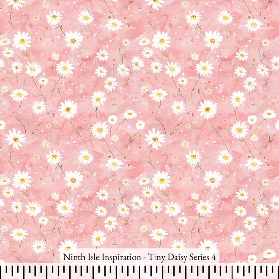 Ninth Isle Inspiration - Tiny Daisy Series - 100% Rayon Fabric By The Yard (Series4, HalfYard)