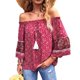 thumbnail image 5 of Top Con Hombros Descubiertos, Blusa Elegante De Fibra De Poliéster Para Mujer, Estilo étnico Para Uso Diario ANGGREK Rojo XL, 5 of 6