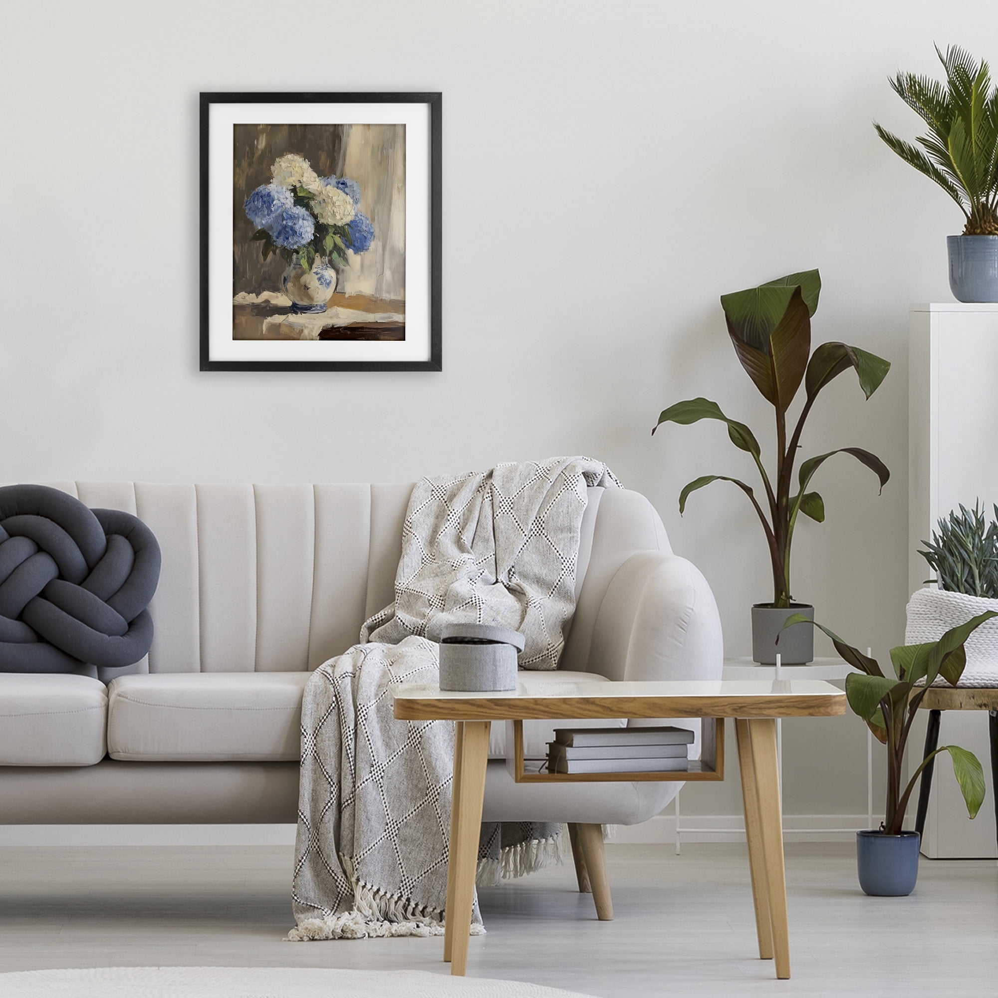Stupell Industries Vintage Hydrangea in Ceramic Vase Black Framed Print Under Glass, design by LSR Design Studio