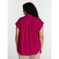 thumbnail image 3 of Terra & Sky Women's Plus Linen Blend Camp Shirt, Sizes 0X-5X, 3 of 5
