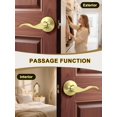 thumbnail image 3 of Leviers de Porte en Or Brossé pour Intérieur, Poignées de Porte de Passage en Laiton, Style Rabattable, Poignées de Porte de Hall/placard, Intérieur Sans Clé, Ensembles de Leviers Non Verrouillables, Réversibles pour Côté Droit/gauche, 3 of 8