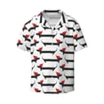 thumbnail image 4 of Uemuo Christmas Dachshund Pattern Cotton Linen Short Sleeve Shirts,Casual Lightweight Button Down Shirts,Vacation Beach Summer Tops-Medium, 4 of 7
