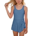 thumbnail image 2 of LYHao Adjustable Strap Tankini Swimsuit Dress Style For Girls Sun Swimwear,One-Piece Bathing Suit 9-10 Years Blue, 2 of 7