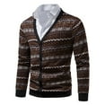 thumbnail image 4 of Odeerbi Reduced Cardigan Sweaters For Men Fall Winter Sweaters New Foreign Trade Diamond-shaped Long-sleeved V-neck Button Knitted Contrast Color Jacket Brown, 4 of 5