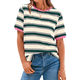 thumbnail image 2 of Camisetas de Corta con Bloques de Color A Rayas, Rosa y Verde, Talla S, 2 of 7