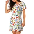 thumbnail image 2 of Uemuo Hello Summer2 Pattern Women’s Nightdress – Casual Sleep Shirt, Soft Relaxed Fit Short-Sleeved Cotton Sleepwear for Home, Bedtime, and Lounging, 2 of 6