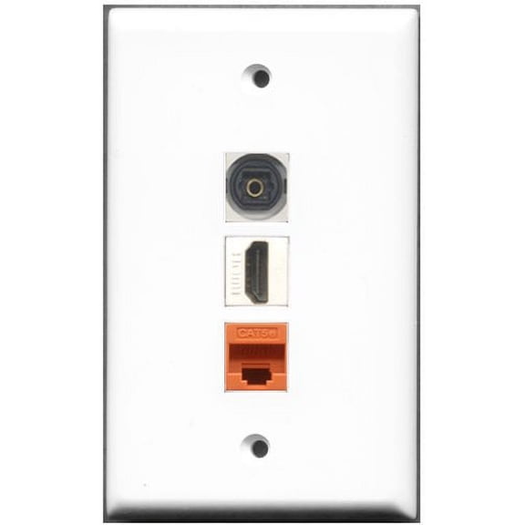 RiteAV - 1 Port HDMI 1 Toslink 1 Cat5e Ethernet Orange Wall Plate