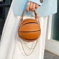 thumbnail image 6 of BIMZUC Women's Basketball Shaped Handbag Round Messenger Shoulder Bag Crossbody Novelty Purse for School Shopping Travel Casual Everyday Use, Brown (7.09 x 7.09 x 6.30 inches / 18x18x16 cm), 6 of 9