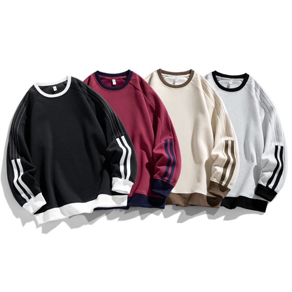 Tisuna Striped Crewneck Sweatshirts For Mens Casual Long Sleeve T Shirts Breathable Workout Wear Tops Clothes