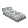 thumbnail image 2 of Ambesonne Paisley Fitted Sheet & Pillow Sham Set, Digital Persian Leaf, Twinxl, Grey and White, 2 of 2