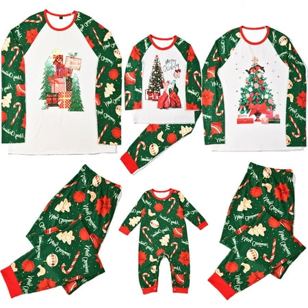 

Family Christmas Pajamas Matching Sets - Xmas Family PJs Mathching Set Holiday Long Sleeve Sleepwear Sets Outfits