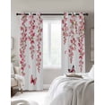 thumbnail image 2 of Butterfly Flower Blackout Curtains 54 Inch Length 2 Panels Set for Living Room Bedroom, Watercolor Farmhouse Country Pink Floral Room Darkening Window Curtains Thermal Black Out Curtain 52"x54", 2 of 8