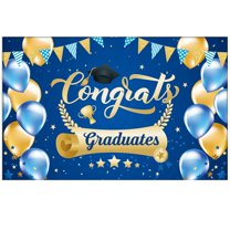 SUSHANG Large Congrats Grad Banner Gold Class of 2025 Banner Backdrop Graduation 2025 Yard Sign for Graduation Party Supplies Graduation Decorations 2025, 2 Sizes